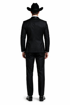 Western Suit - Trajes Para Hombres  - Cowboy Formal Attire - Trajes De Novio Black Single Breasted