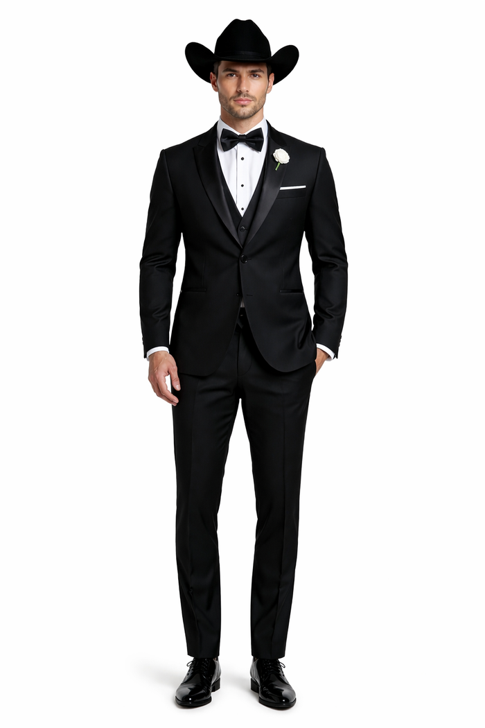 Western Suit - Trajes Para Hombres - Cowboy Formal Attire - Trajes De Novio - Black