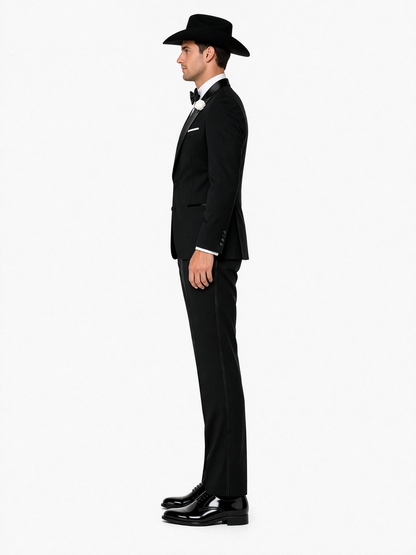 Western Suit - Trajes Para Hombres  - Cowboy Formal Attire - Trajes De Novio Black Single Breasted
