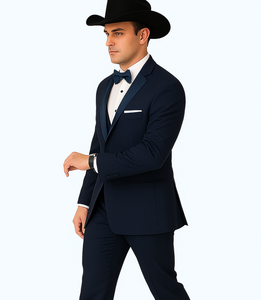 Western Suit - Trajes Para Hombres - Cowboy Formal Attire - Trajes De Novio - Navy