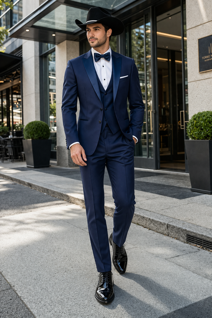 Western Suit - Trajes Para Hombres  - Cowboy Formal Attire - Trajes De Novio - Blue