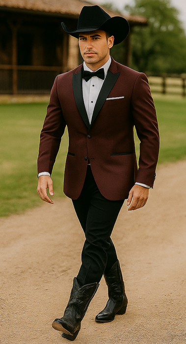 Western Suit - Trajes Para Hombres - Cowboy Formal Attire - Trajes De Novio - Burgundy