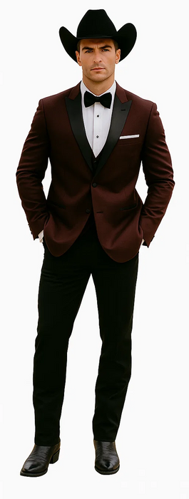 Western Suit - Trajes Para Hombres - Cowboy Formal Attire - Trajes De Novio - Burgundy