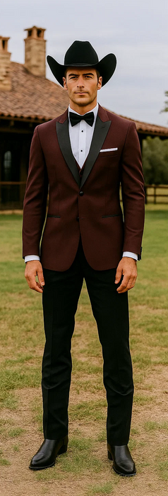 Western Suit - Trajes Para Hombres - Cowboy Formal Attire - Trajes De Novio - Burgundy