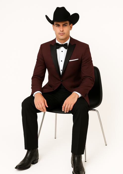 Western Suit - Trajes Para Hombres - Cowboy Formal Attire - Trajes De Novio - Burgundy