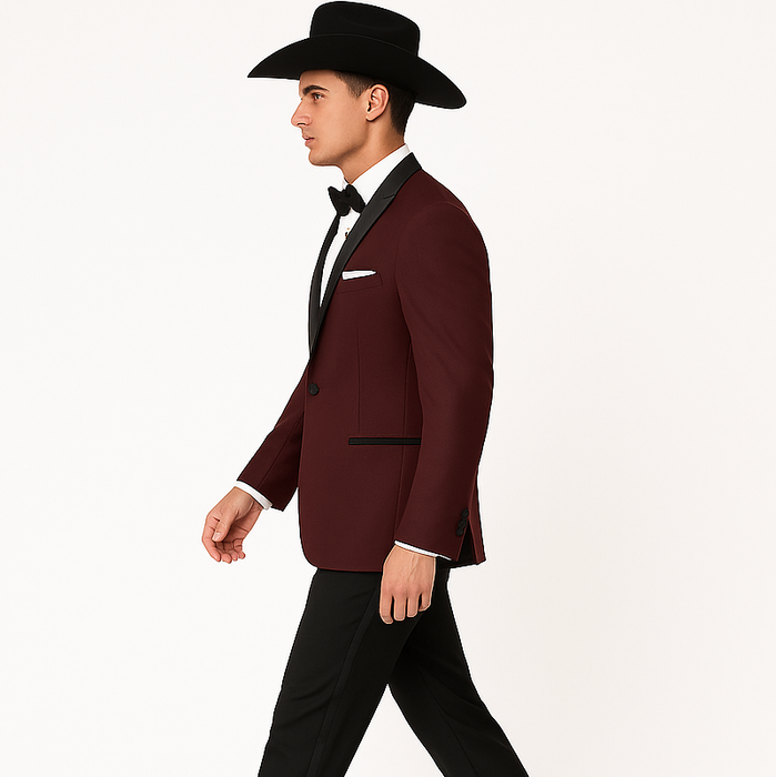 Western Suit - Trajes Para Hombres - Cowboy Formal Attire - Trajes De Novio - Burgundy