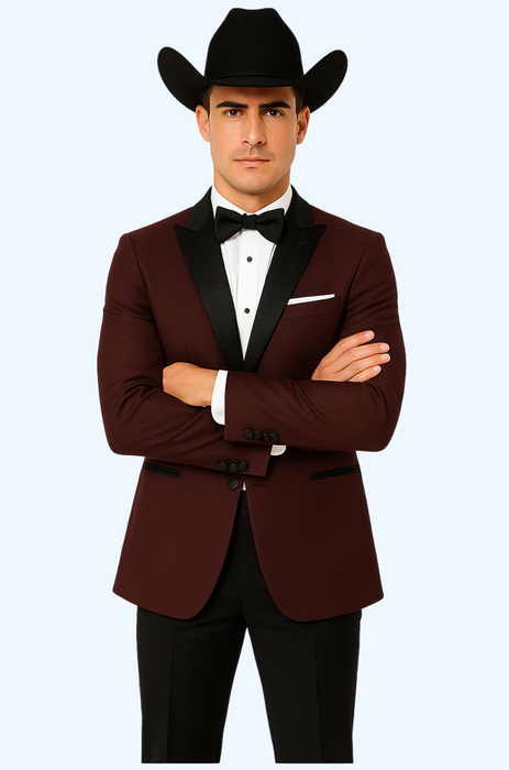 Western Suit - Trajes Para Hombres - Cowboy Formal Attire - Trajes De Novio - Burgundy