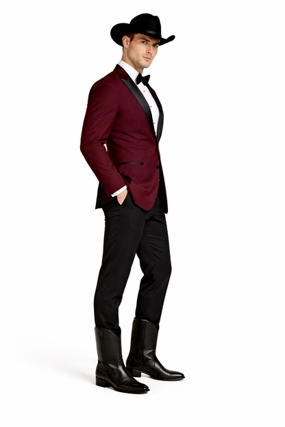 Western Suit - Trajes Para Hombres - Cowboy Formal Attire - Trajes De Novio - Burgundy