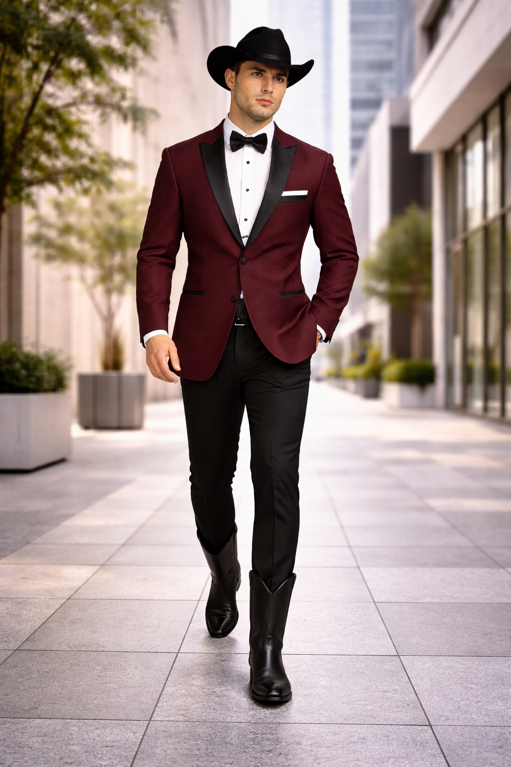 Western Suit - Trajes Para Hombres - Cowboy Formal Attire - Trajes De Novio - Burgundy