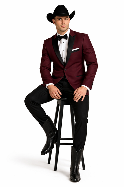 Western Suit - Trajes Para Hombres - Cowboy Formal Attire - Trajes De Novio - Burgundy