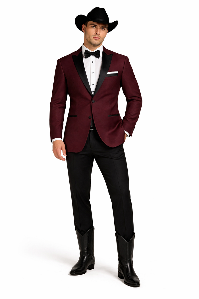 Western Suit - Trajes Para Hombres - Cowboy Formal Attire - Trajes De Novio - Burgundy