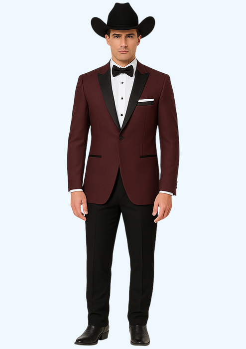 Western Suit - Trajes Para Hombres - Cowboy Formal Attire - Trajes De Novio - Burgundy