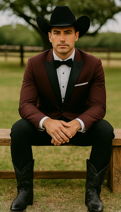Western Suit - Trajes Para Hombres - Cowboy Formal Attire - Trajes De Novio - Burgundy