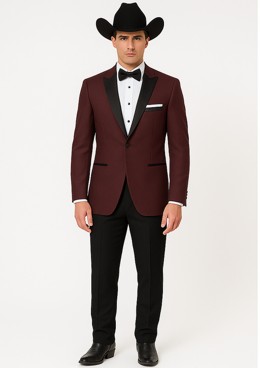 Western Suit - Trajes Para Hombres - Cowboy Formal Attire - Trajes De Novio - Burgundy