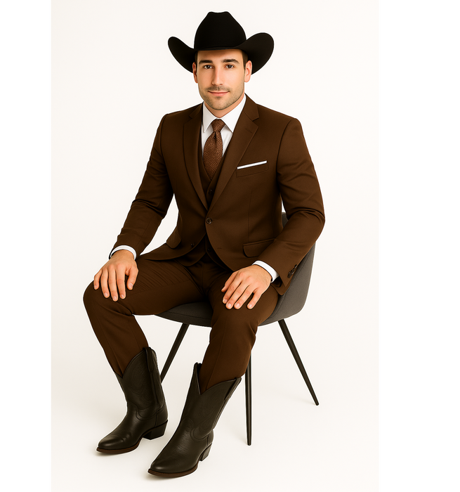 Western Suit - Trajes Para Hombres - Cowboy Formal Attire - Trajes De Novio - Chocolate