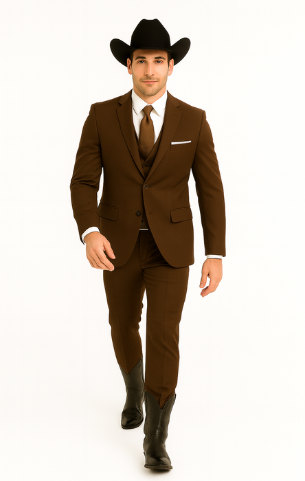 Western Suit - Trajes Para Hombres - Cowboy Formal Attire - Trajes De Novio - Chocolate