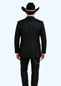 Western Suit - Trajes Para Hombres - Cowboy Formal Attire - Trajes De Novio - Four Button Black Suit