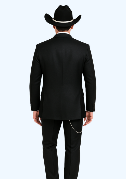 Western Suit - Trajes Para Hombres - Cowboy Formal Attire - Trajes De Novio - Four Button Black Suit