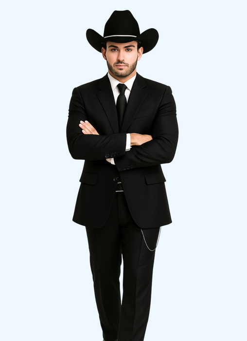 Western Suit - Trajes Para Hombres - Cowboy Formal Attire - Trajes De Novio - Four Button Black Suit
