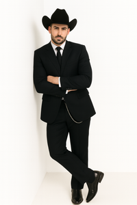 Western Suit - Trajes Para Hombres - Cowboy Formal Attire - Trajes De Novio - Four Button Black Suit