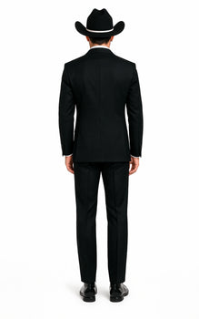 Western Suit - Trajes Para Hombres - Cowboy Formal Attire - Trajes De Novio - Four Button Black Suit