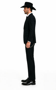Western Suit - Trajes Para Hombres - Cowboy Formal Attire - Trajes De Novio - Four Button Black Suit