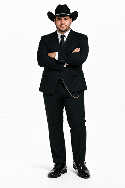 Western Suit - Trajes Para Hombres - Cowboy Formal Attire - Trajes De Novio - Four Button Black Suit