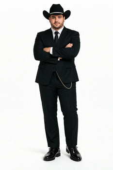 Western Suit - Trajes Para Hombres - Cowboy Formal Attire - Trajes De Novio - Four Button Black Suit