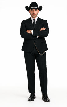 Western Suit - Trajes Para Hombres - Cowboy Formal Attire - Trajes De Novio - Four Button Black Suit