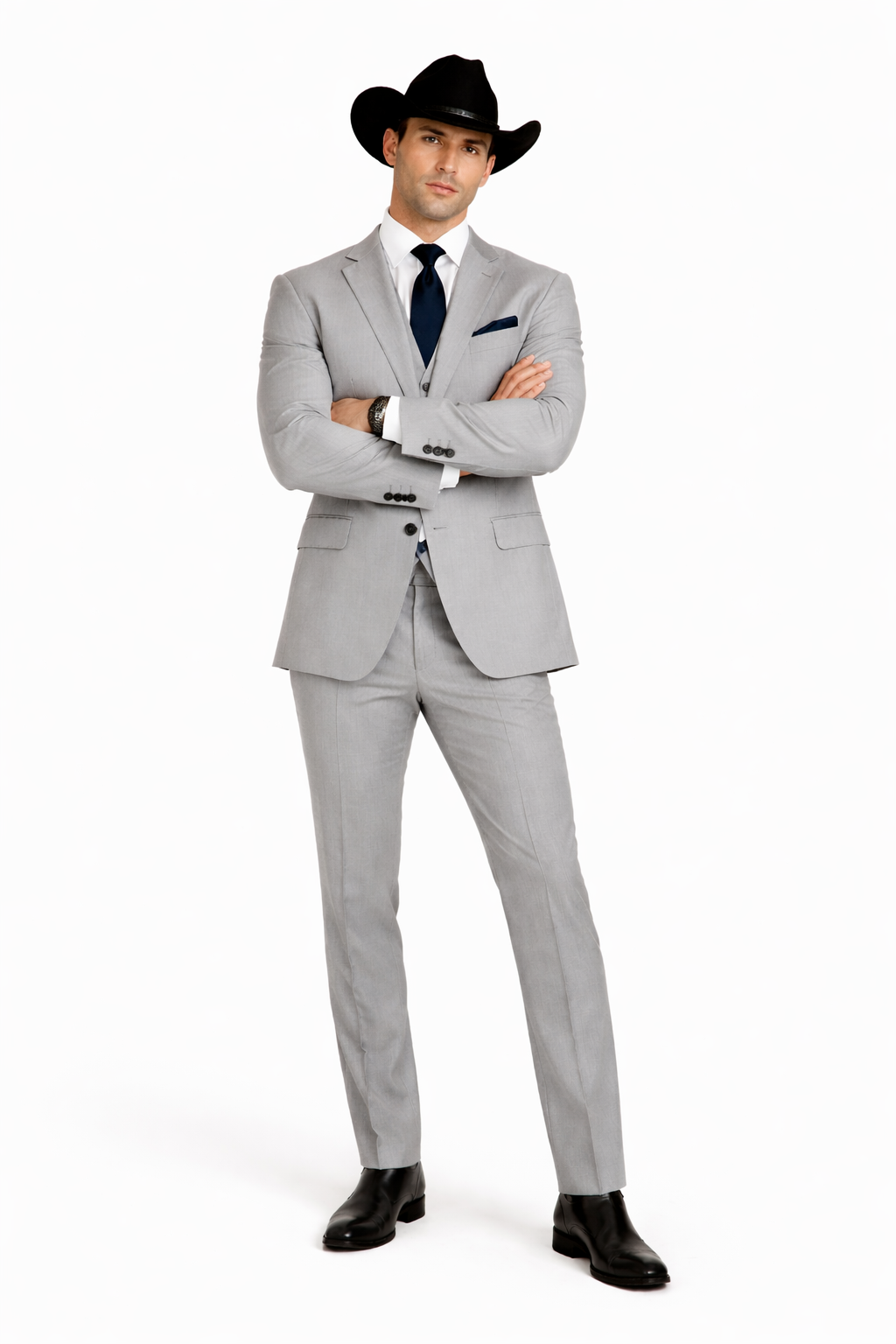 Western Suit - Trajes Para Hombres - Cowboy Formal Attire - Trajes De Novio - Light Grey