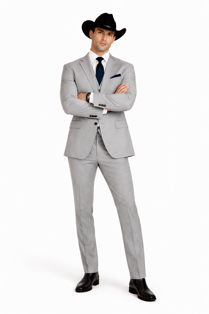 Western Suit - Trajes Para Hombres - Cowboy Formal Attire - Trajes De Novio - Light Grey