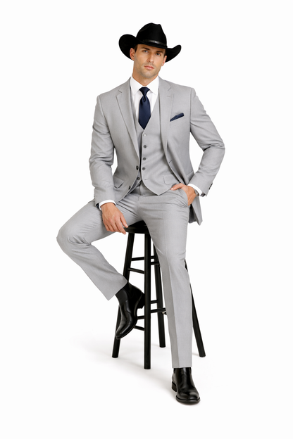 Western Suit - Trajes Para Hombres - Cowboy Formal Attire - Trajes De Novio - Light Grey