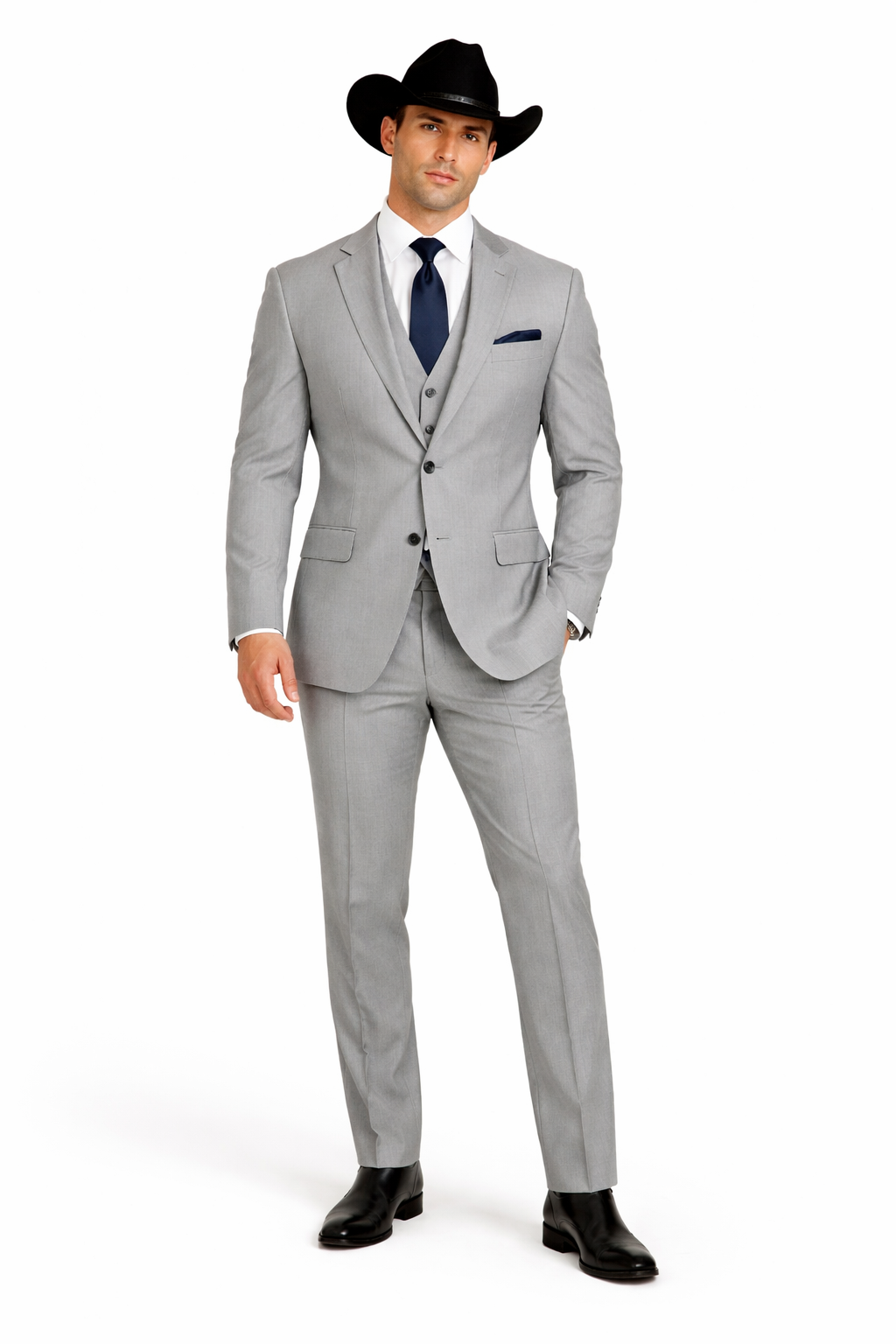 Western Suit - Trajes Para Hombres - Cowboy Formal Attire - Trajes De Novio - Light Grey