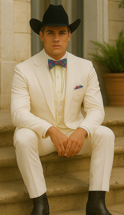 Western Suit - Trajes Para Hombres - Cowboy Formal Attire - Trajes De Novio - Ivory