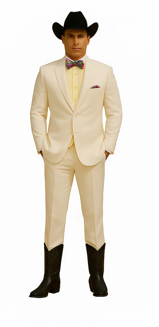 Western Suit - Trajes Para Hombres - Cowboy Formal Attire - Trajes De Novio - 4 Button Suit White