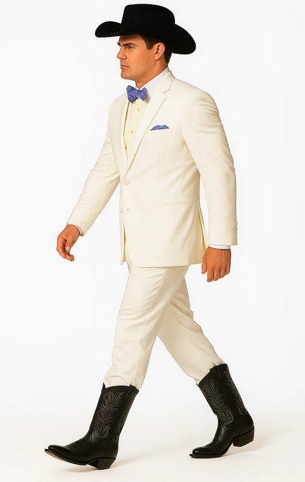 Western Suit - Trajes Para Hombres - Cowboy Formal Attire - Trajes De Novio - Ivory
