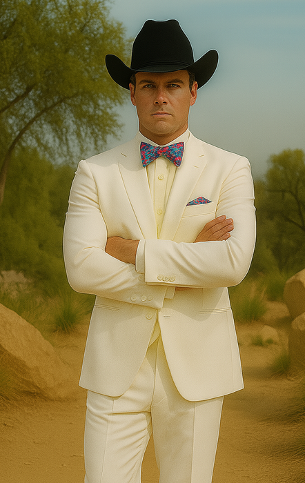 Western Suit - Trajes Para Hombres - Cowboy Formal Attire - Trajes De Novio - Ivory
