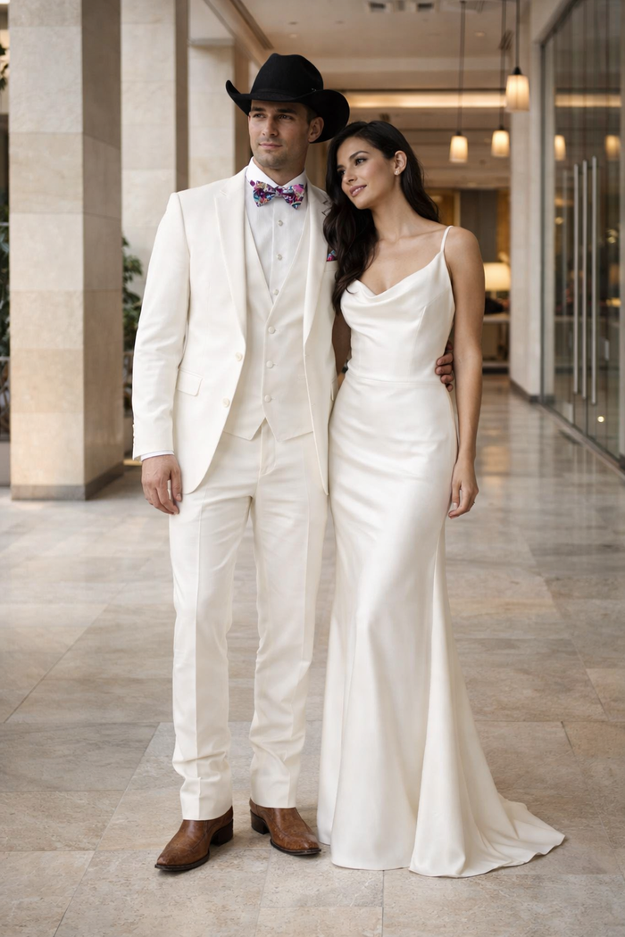 Western Suit - Trajes Para Hombres - Cowboy Formal Attire - Trajes De Novio - Ivory