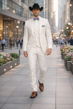 Western Suit - Trajes Para Hombres - Cowboy Formal Attire - Trajes De Novio - Ivory
