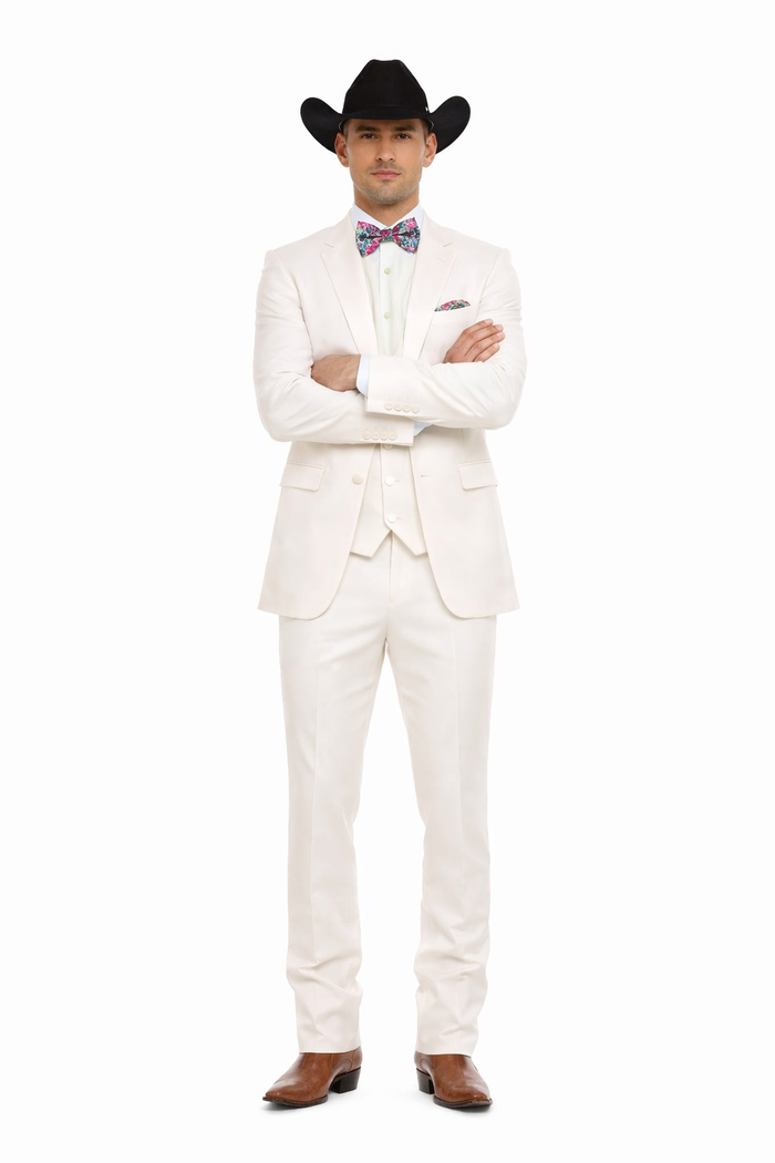 Western Suit - Trajes Para Hombres - Cowboy Formal Attire - Trajes De Novio - Ivory