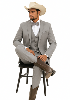 Western Suit - Trajes Para Hombres - Cowboy Formal Attire - Trajes De Novio - Light Gray