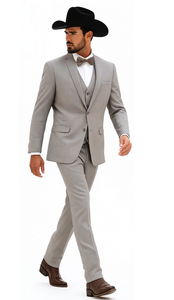 Western Suit - Trajes Para Hombres - Cowboy Formal Attire - Trajes De Novio - Light Gray