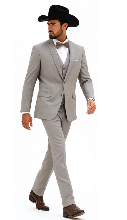 Western Suit - Trajes Para Hombres - Cowboy Formal Attire - Trajes De Novio - Light Gray