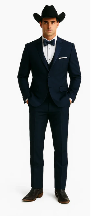 Western Suit - Trajes Para Hombres - Cowboy Formal Attire - Trajes De Novio - Navy
