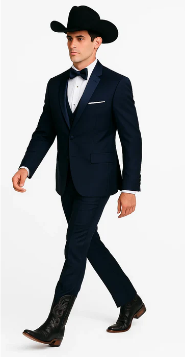 Western Suit - Trajes Para Hombres - Cowboy Formal Attire - Trajes De Novio - Navy