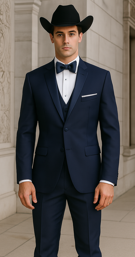 Western Suit - Trajes Para Hombres - Cowboy Formal Attire - Trajes De Novio - Navy
