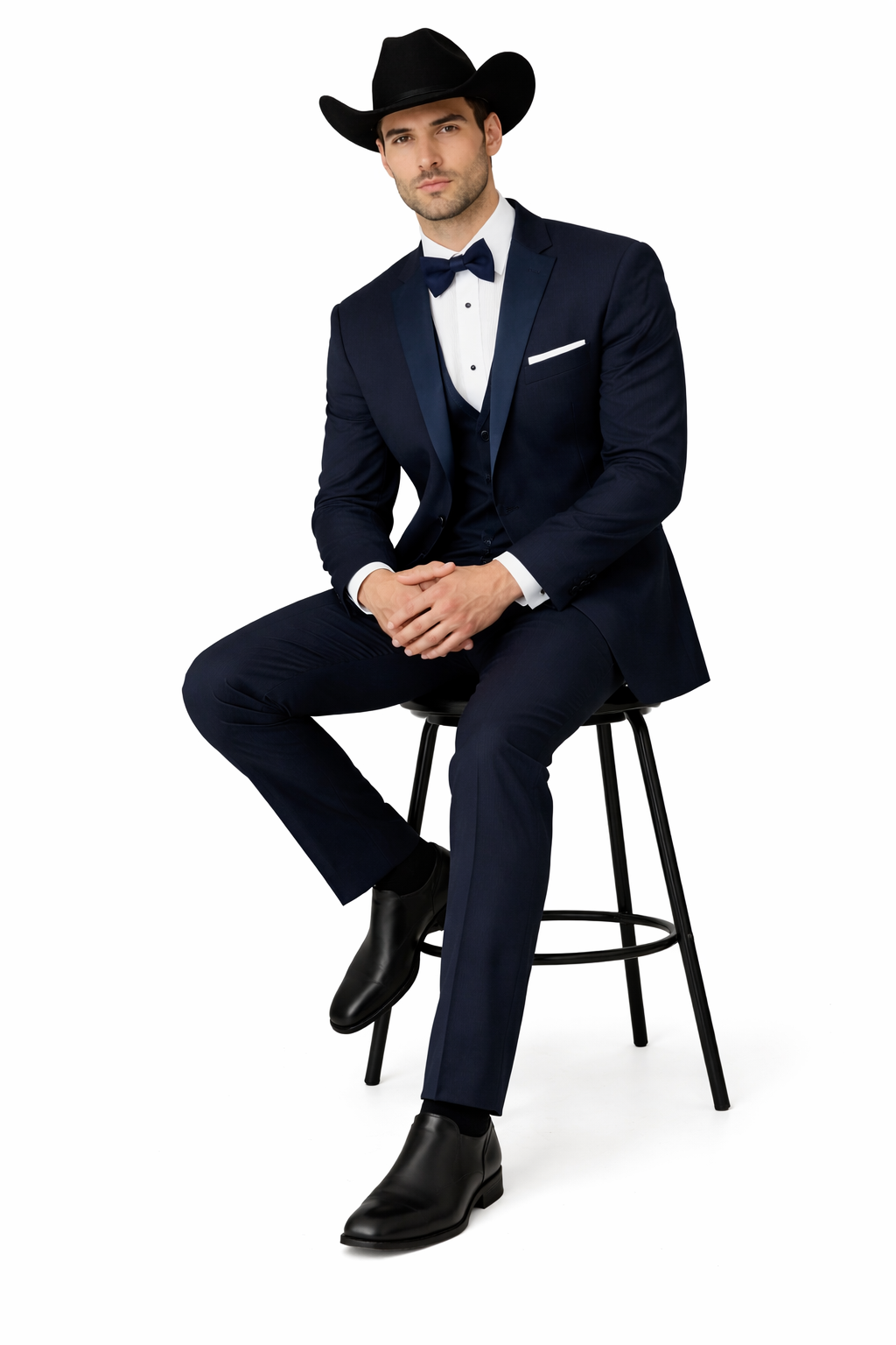 Western Suit - Trajes Para Hombres - Cowboy Formal Attire - Trajes De Novio - Navy