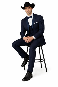 Western Suit - Trajes Para Hombres - Cowboy Formal Attire - Trajes De Novio - Navy