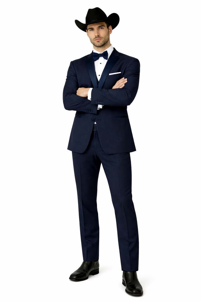 Western Suit - Trajes Para Hombres - Cowboy Formal Attire - Trajes De Novio - Navy