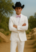 Western Suit - Trajes Para Hombres - Cowboy Formal Attire - Trajes De Novio - Notch Lapel Besom Pocket One Button White Suit